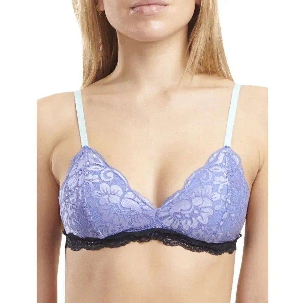 Women's Color Pop Triangle Lace Bralette Bra 2-Pack, Size L